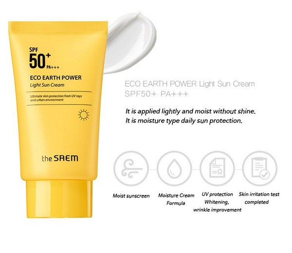 Kem Chống Nắng The SAEM Eco Earth Power Light Sun Cream SPF50+ PA+++